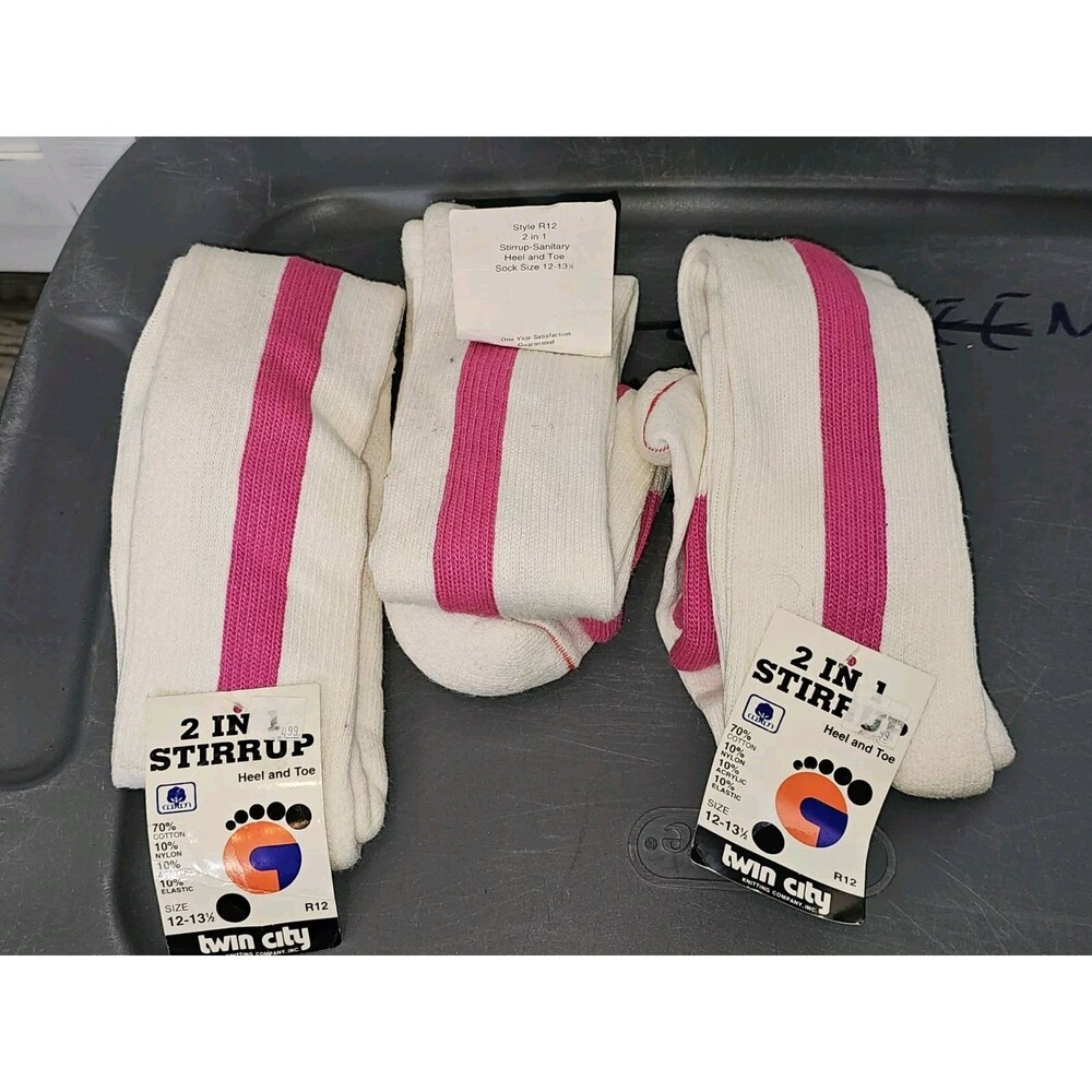 Twin City Adult Pink Striped Baseball Socks Large 3 Pairs